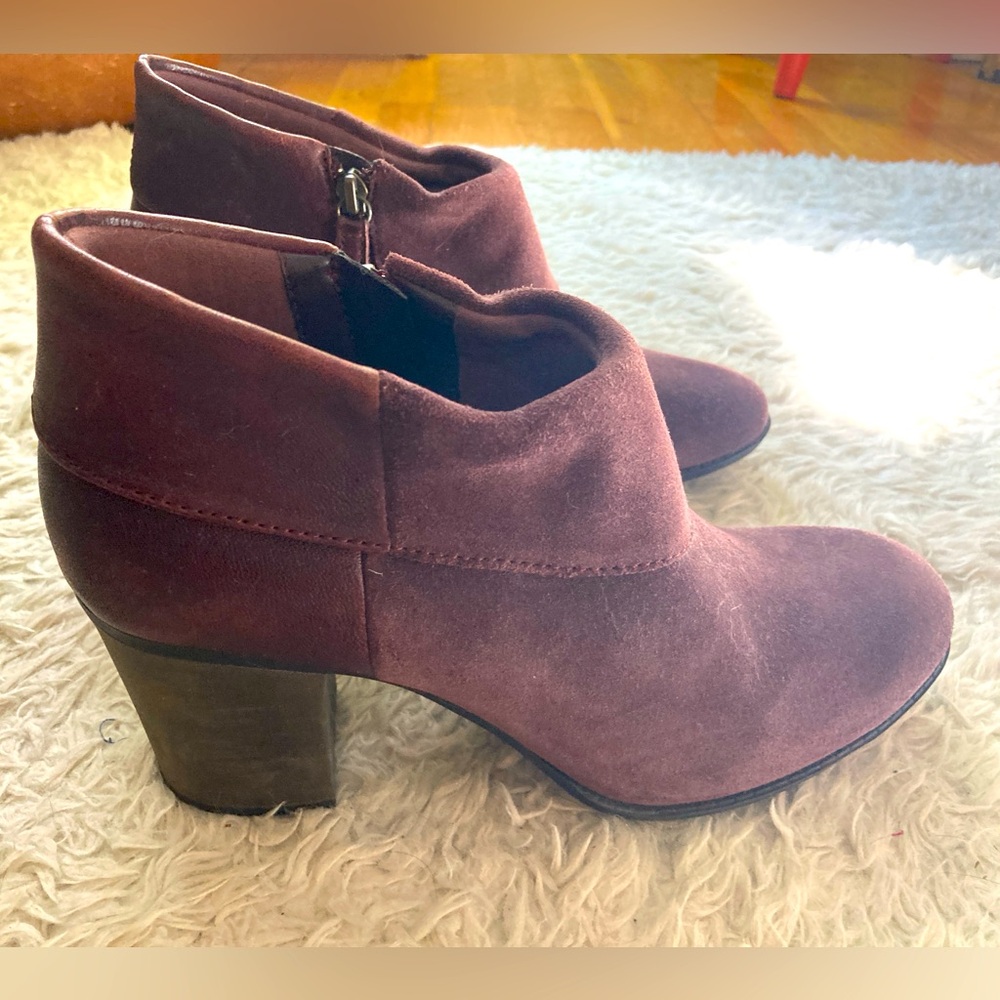 Clarks purple suede booties. Size 10